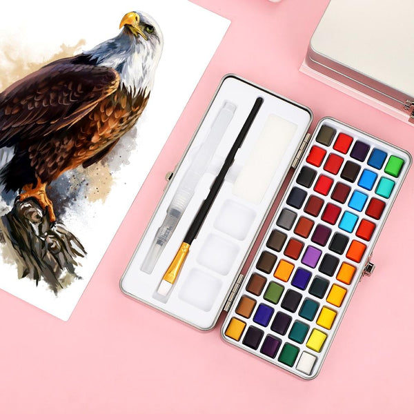 High-quality 50-color solid watercolor